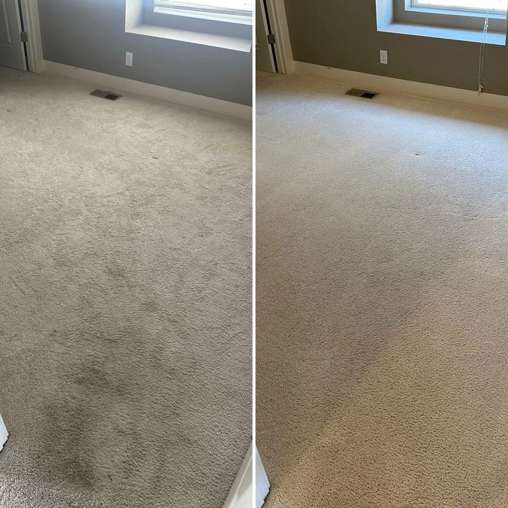 Before and after carpet cleaning